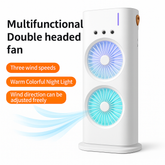 Rechargeable Rotating Spray Fan Automatic Rotating Dual Double Spray Mist Fan with Lightening Effects