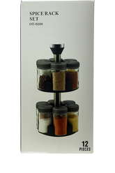 Premium 12-Piece Rotating Spice Rack Set – Modern Kitchen Organizer