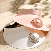 SOLAR AND RECHARGEABLE ROTATING HAT FAN