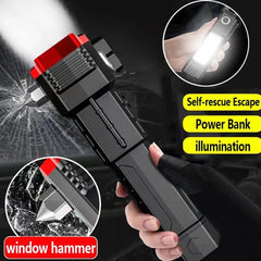 Rechargeable Flashlight With Hammer Glass