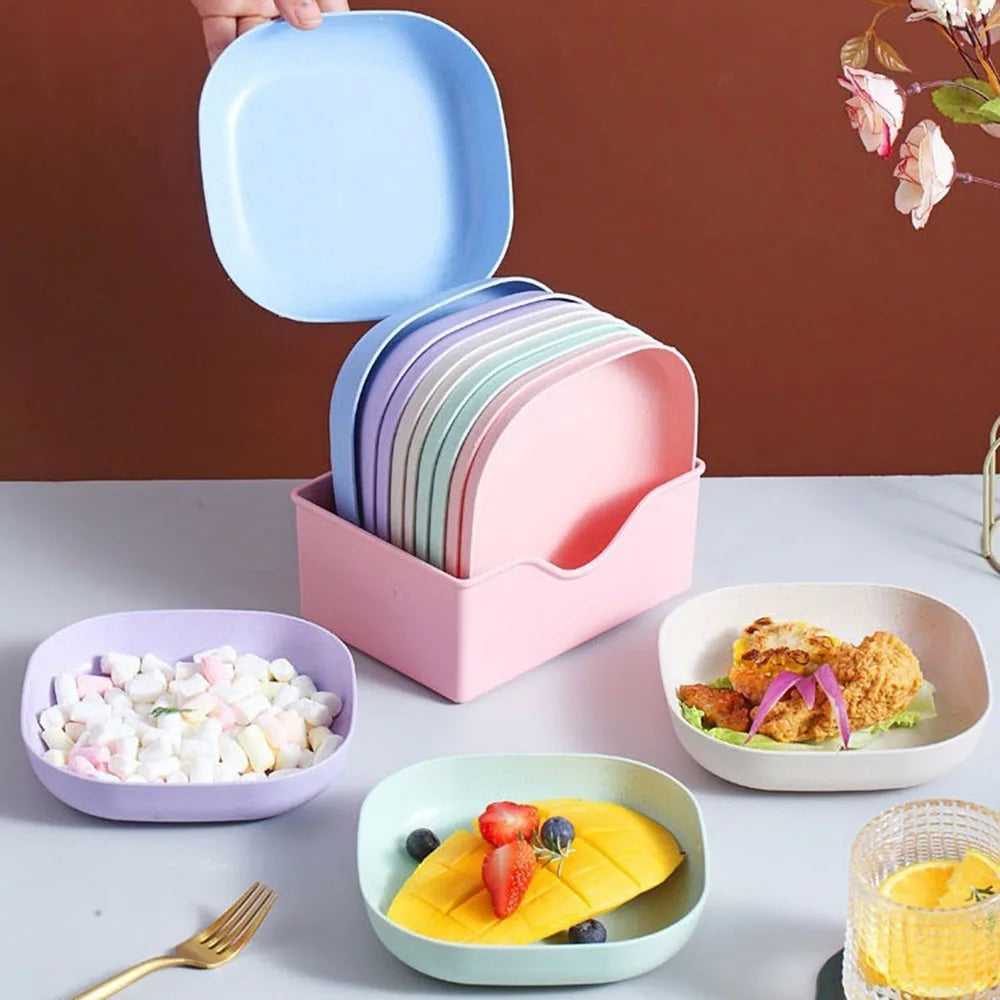 10pcs SQUARE SNACKS PLATES WITH STAND