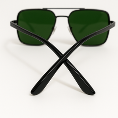 Square Frame Sunglasses with Green Lenses