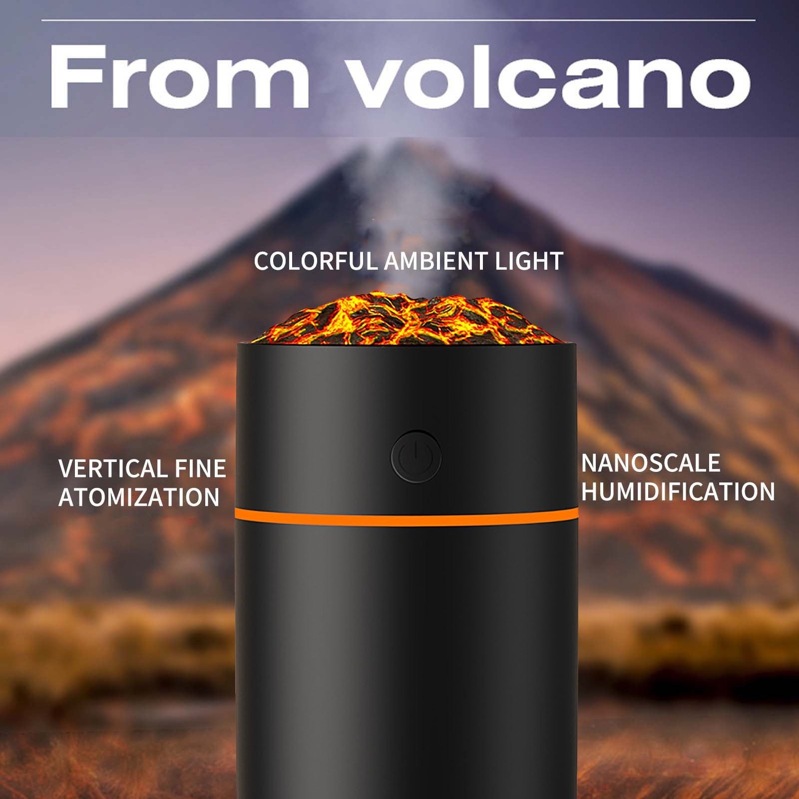 Portable Mini Air Humidifier Aroma Diffuser, LED Light, Car Aroma Air Humidifier, Aroma Humidifier Lamp, LED Lighting Simulation Volcano