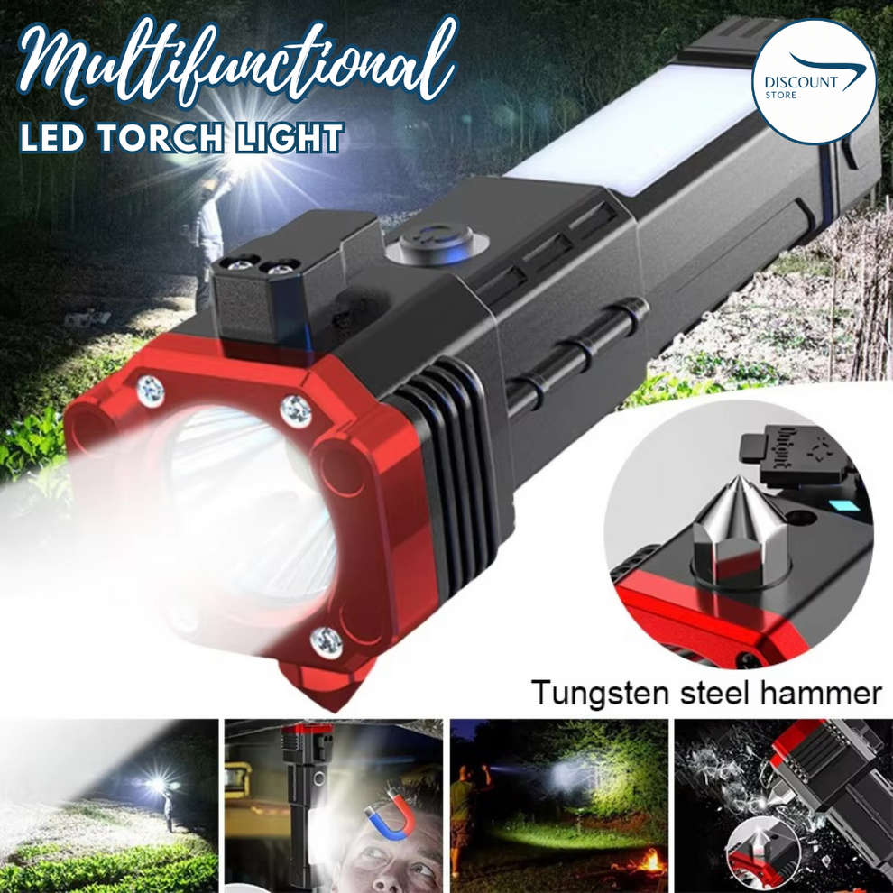 Rechargeable Flashlight With Hammer Glass