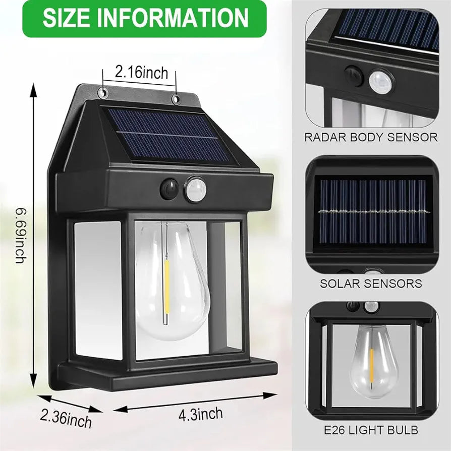 Single Bulb Solar Outdoor Wall Light