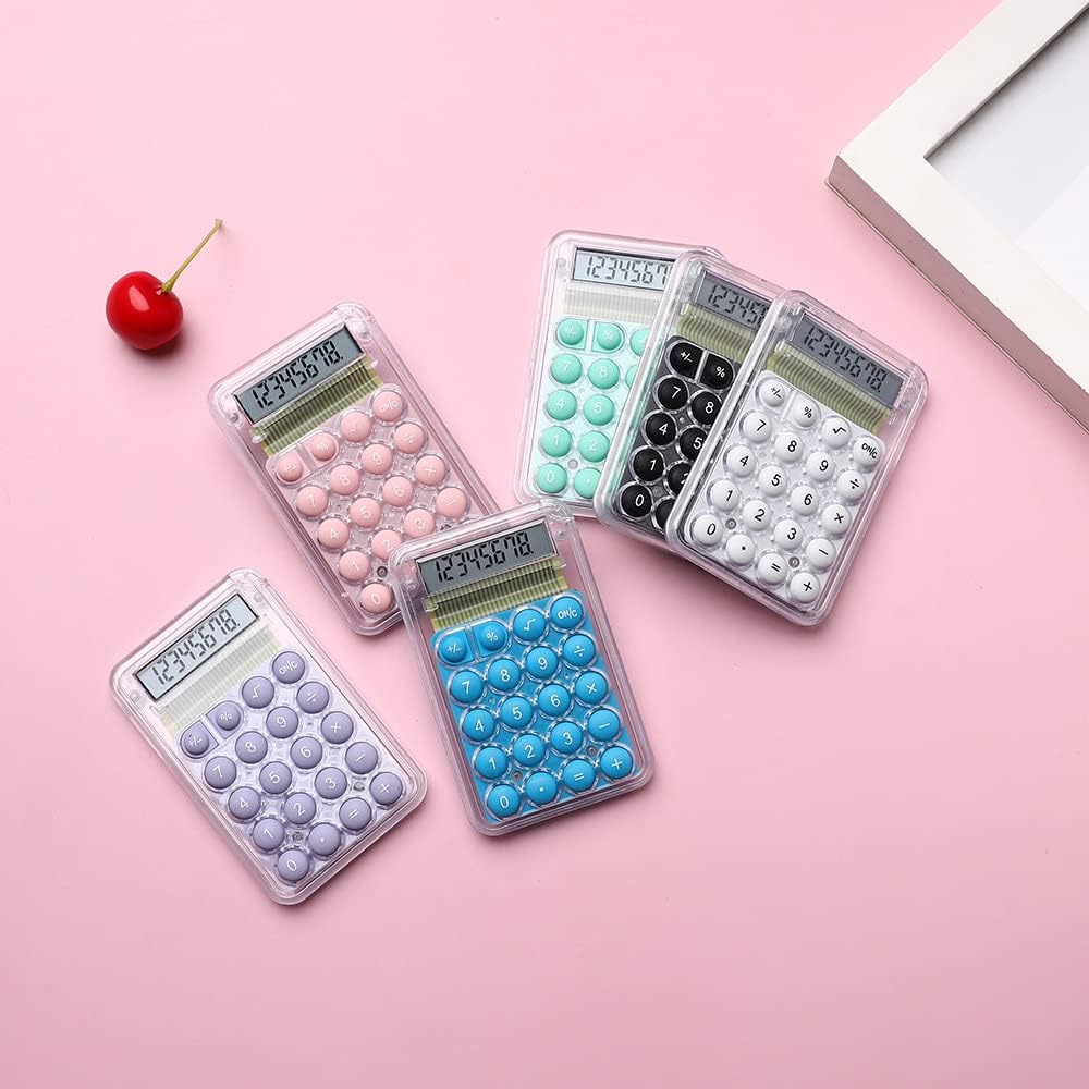 Mini Cute Calculator Transparent Calculator Portable Pocket Calculator for Students and Kids