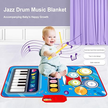 2 in 1 Electronic Kids Musical Drum Piano Play Mat