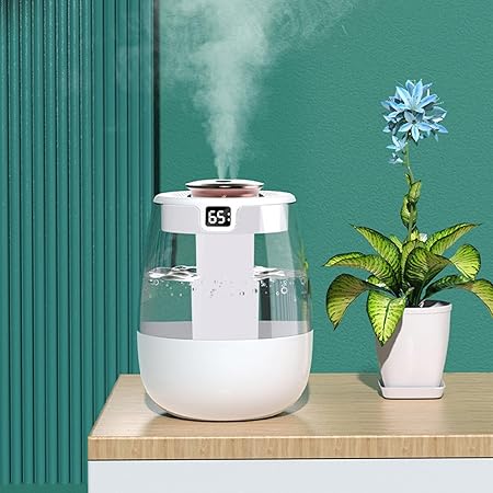 J 10 - Air Humidifiers for Bedroom, Home & Plants, 2L Cool Mist Humidifiers, Quiet Top Fill Air Humidifier, Desk Humidifiers with Humidity Display