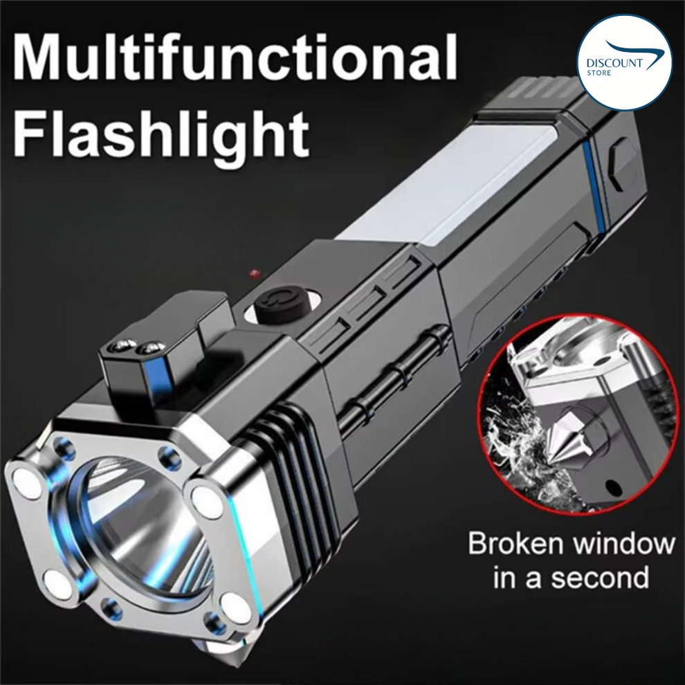 Rechargeable Flashlight With Hammer Glass