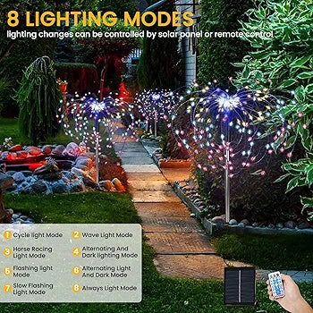 LED Solar Firework Light Waterproof Outdoor 8 Lighting Modes