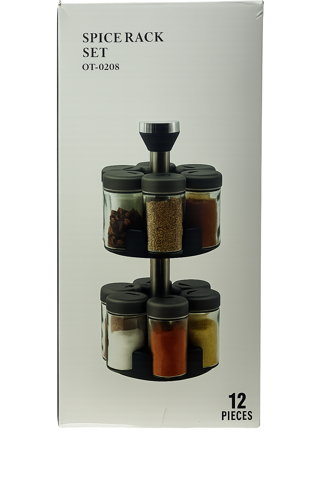 Premium 12-Piece Rotating Spice Rack Set – Modern Kitchen Organizer