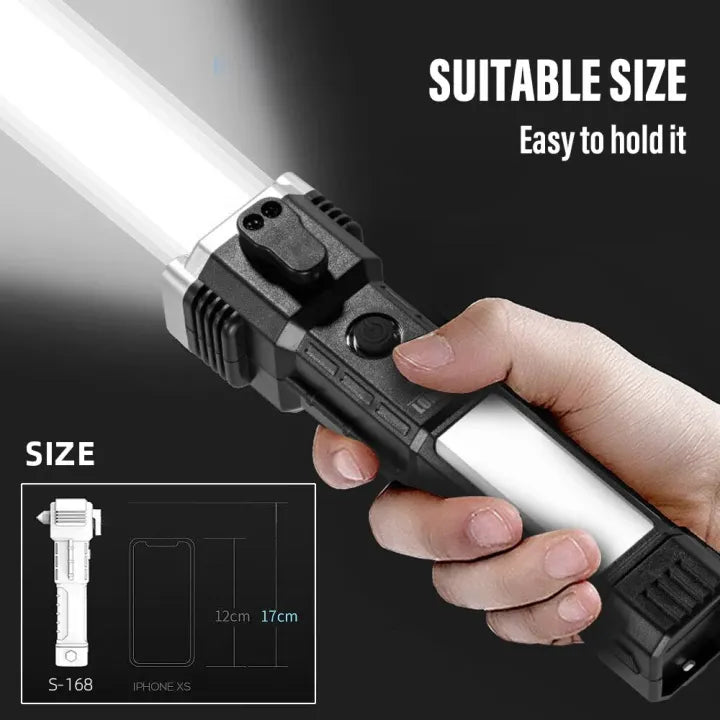 Rechargeable Flashlight With Hammer Glass