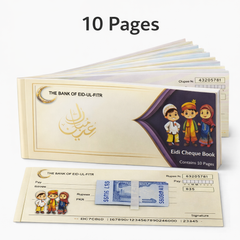 Eidi Cheque Book – 10 Pages | Cute Kids Eid Design