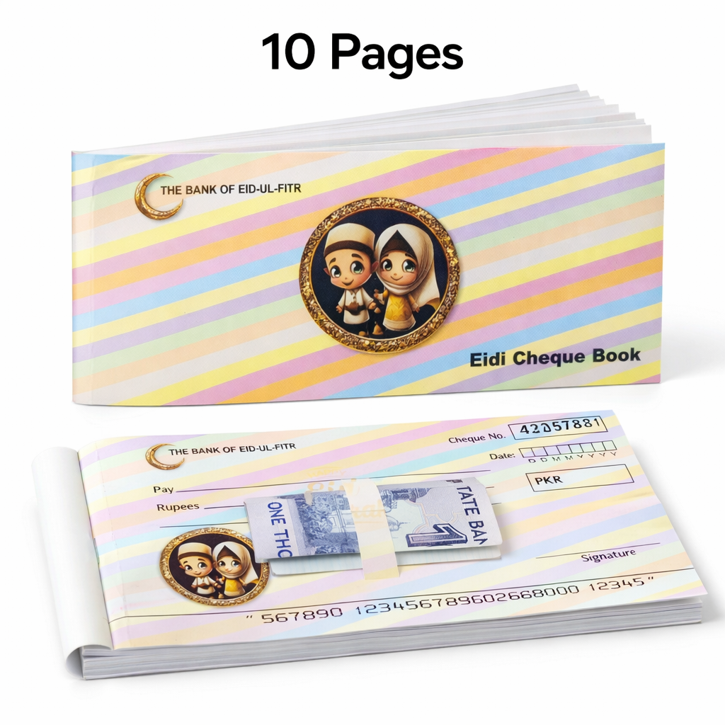 Eidi Cheque Book – 10 Pages | Cute Kids Eid Design