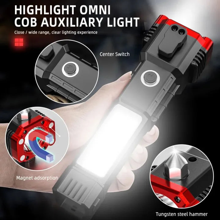 Rechargeable Flashlight With Hammer Glass