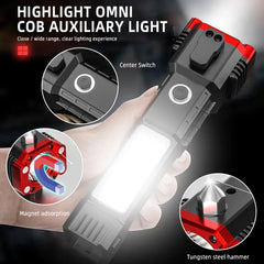 Rechargeable Flashlight With Hammer Glass