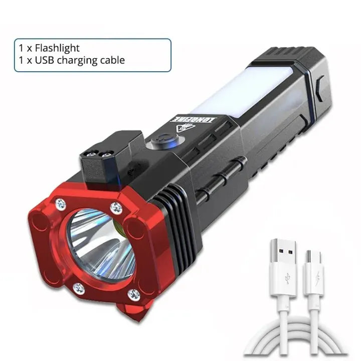 Rechargeable Flashlight With Hammer Glass