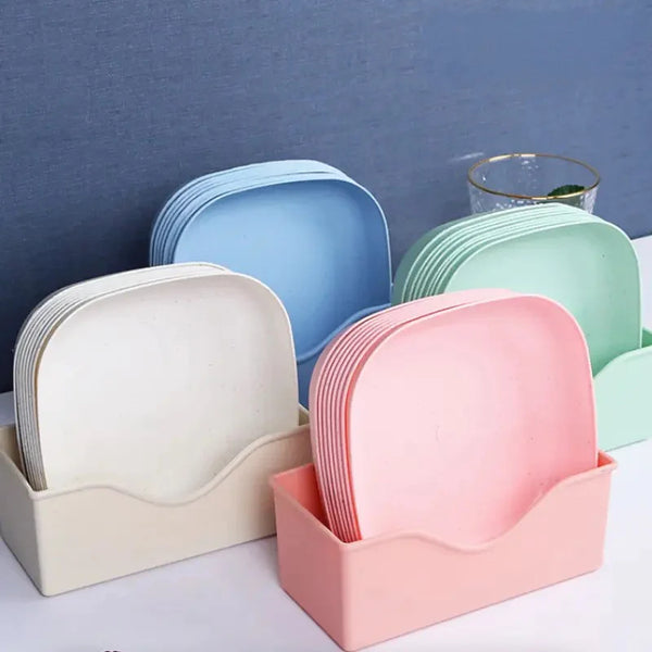 10pcs SQUARE SNACKS PLATES WITH STAND