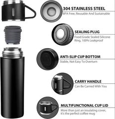 Steel Vacuum Flask Set with 3 Steel Cups-500ml